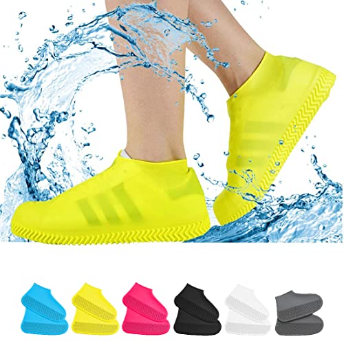 VBoo Waterproof Silicone Non-Slip Rain Shoe Covers - color: Yellow, size: Large