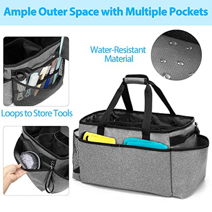 HODRANT Extra-Large Cleaning Caddy with Handles & Multi Pockets - color: Gray
