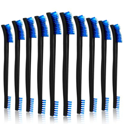 JIEYAO 10pcs Double-Ended Mini Detailing Brushes, All Purpose Small to Large Cleaning Brush Set, Stiff Bristles for Kitchen Sink Gaps Corners (Blue)