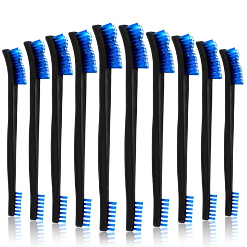 JIEYAO 10pcs Double-Ended Mini Detailing Brushes, All Purpose Small to Large Cleaning Brush Set, Stiff Bristles for Kitchen Sink Gaps Corners (Blue)