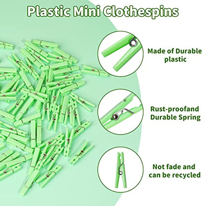 60Pcs Mini Clothespins for Baby Shower Games Green Clothes Pins 1.4 Inch - color: Green