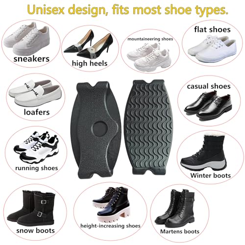 2026Upgraded Reusable TPE Anti-Slip Shoe Covers, 3 Pairs Portable Shoe Grips for Hiking, Loafers, Flats Casual Shoes, Unisex - color: Black
