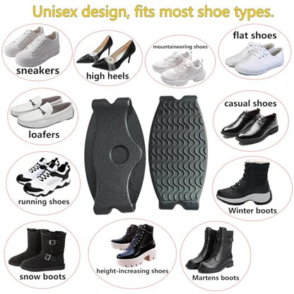 2026Upgraded Reusable TPE Anti-Slip Shoe Covers, 3 Pairs Portable Shoe Grips for Hiking, Loafers, Flats Casual Shoes, Unisex - color: Black