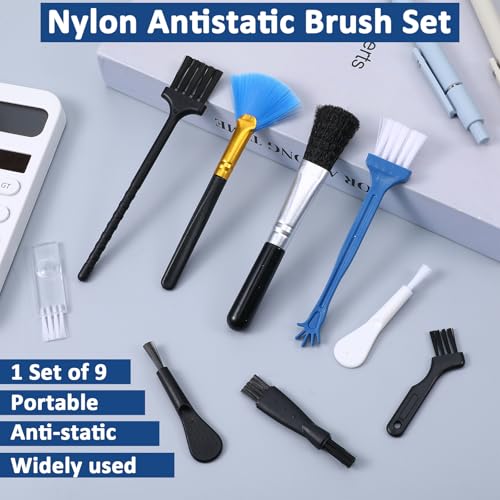 Small Cleaning Brush Set, 9Pcs Cleaning Brushes Small Spaces for Electronics Tiny Objects Mini Crevice Tight Spaces Jewelry (Black)
