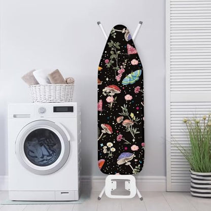 Mushroom Leaves Homes Replacement Ironing Board Cover with Extra Thick Pad, Standard (Fits Large Boards 15 x 54 inch) Elasticated, Scorch Resistant, Durable - color: 0 Mushroom Leaves