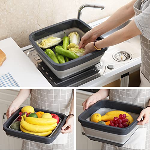 Goderewild Collapsible Dish Basin, 9L (2.4 Gal) Foldable Sink Tub, Black - color: Black