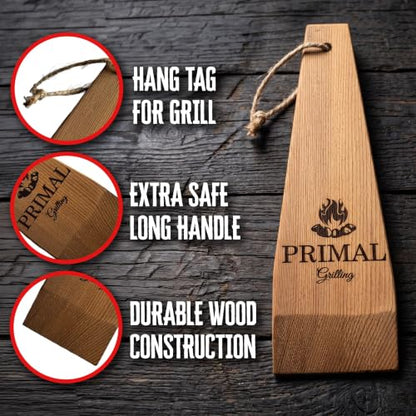 Cedar Grill Scraper Gift Set – 12" & 18" | Gift for Men & Dad | Bristle-Free BBQ Grill Cleaner Dual Pack | Safe for Gas, Charcoal & Flat-Top Grills | Wire Brush Alternative