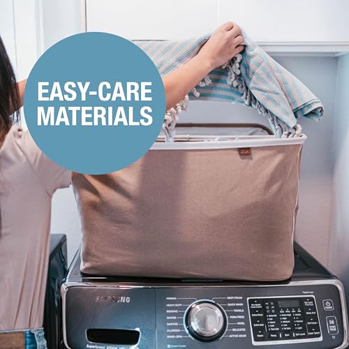 Collapsible Laundry Basket LUXE (300D) - Navy Noir/Cream (2PK) - color: Navy Noir