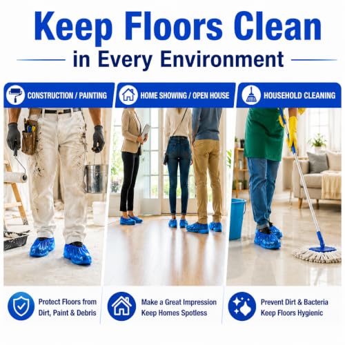 90 Pack Disposable Shoe Covers Waterproof Non Slip – Plastic Shoe Booties for Indoors Universal Fit Shoe Covers for Home Guests, Real Estate Open House, Cleaning & Floor Protection - size: 90 Pack