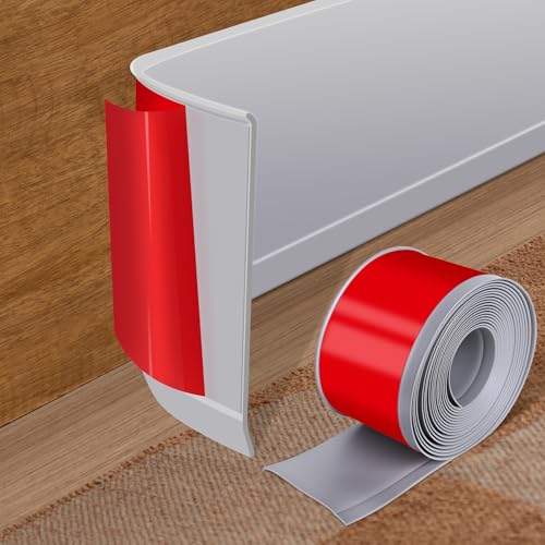 Vinyl Baseboard Molding Trim 3 Inch x 20 Feet Peel and Stick Baseboard Trim Flexible PVC Cove Base Moulding Self-Adhesive Trim for Garage Bathroom Cabinet Floor Walls, Gray - color: Gray, size: 3Inch x 20Ft