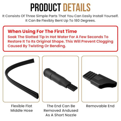 3Pcs Flexible Vacuum Crevice Tool Kit, 25" Crevice Nozzle