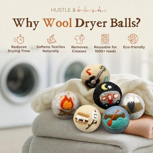 Fluff Ewes Wool Dryer Balls 6 Pack, are We There Yet, XL - color: Are We There Yet, size: 6 Count (Pack of 1)