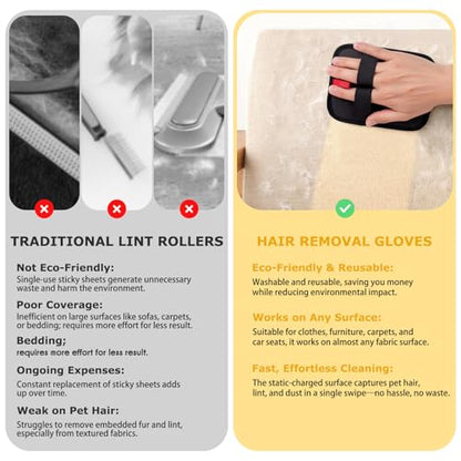 Pet Hair Removal Glove Brush – Reusable Grooming Tool for Cats and Dogs, Ideal for Clothing, Furniture, Carpets, Cat Beds, Car Seats, and More – Upgraded Static Fur Remover (1 Piece)