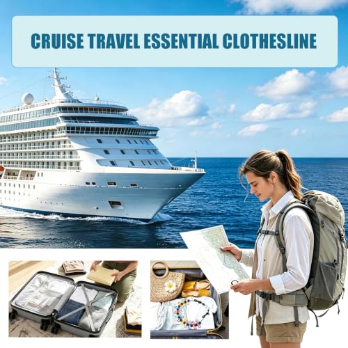 Travel Clothesline with Two Magnetic Hooks,Retractable Travel Laundry Drying Line,12 Clothes Clips Camping Clothesline for Cruise RV Camper Essentials,Backyard,Vacation Hotel etc - size: colorful