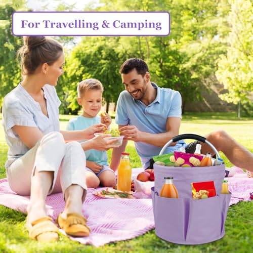 2Pcs 17L Collapsible Cleaning Supplies Caddy with Handle for Travel, Purple - color: Purple, size: 2PCS