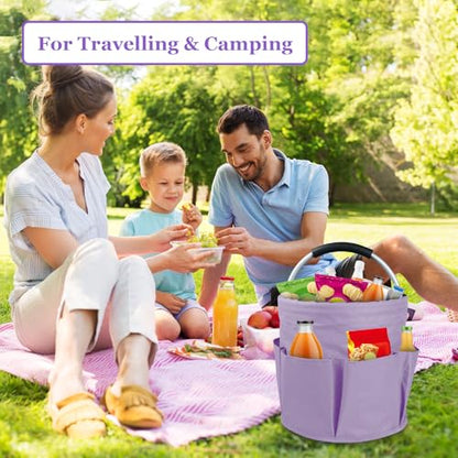2Pcs 17L Collapsible Cleaning Supplies Caddy with Handle for Travel, Purple - color: Purple, size: 2PCS