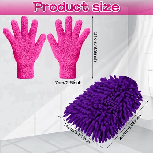 Potchen 6 Pcs Microfiber Dusting Mitt Glove for Plant - color: Pink,rose Red,purple