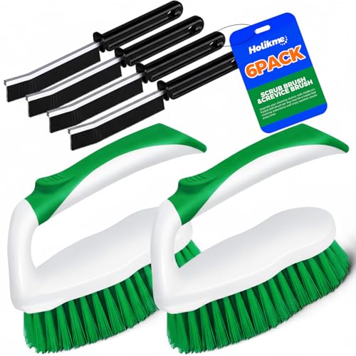 Scrub Brush - 6 Pack, Scrub Brushes for Cleaning, Heavy-Duty Scrub Brush, Stiff Bristles Cleaning Brush, for Kitchen, Bathtub, Floor and Wall Surfaces, Green - color: Green