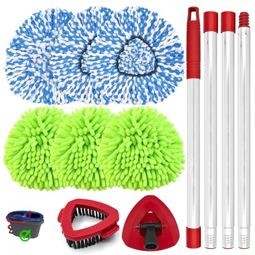 9PCS Mop Heads for O-Cedar RinseClean 2 Tank Spin Mop System - color: 3blue+3green