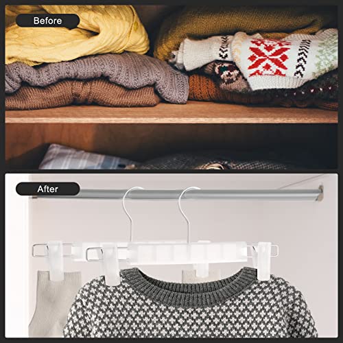 10 Pack Pants Hangers with Adjustable Non-Slip Clips Anti-Rust Hanging Hook for Trouser,Skirts,Jeans,Clothes Hangers Transparent - color: Transparent, size: 10 Pack