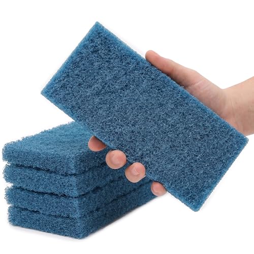 KLEEN HANDLER Medium Duty Cleaning Scrub Pad, Pack of 5,Blue, 10 x 4.6 in - color: Blue, size: Pack of 5