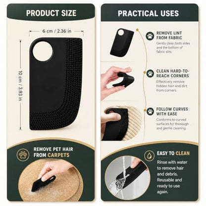 Pet Hair Remover Glove with Silicone Scraper – Reusable Electrostatic Lint & Fur Remover for Dog & Cat Hair on Couch, Carpet, Car Seat, Clothes & Laundry