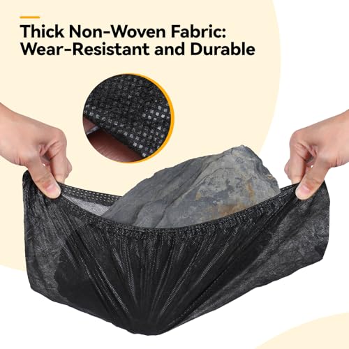 LYSHIYI 100Pcs Shoe Covers Disposable Non Slip, Large Size Non-Woven Boot Covers, Breathable and Durable, Fits US Men 6-14 Size, Reusable Slip-Resistant Booties for Indoors (Black) - size: 100pcs Non-woven