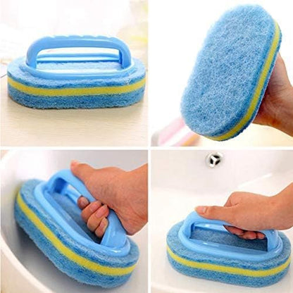 KOKSI 2-Piece Cleaning Brush for Bathroom Kitchen Bathtub Toilet Cleaner All Purpose Shower Sponge Scrubbing Brush with Ergonomic Handle