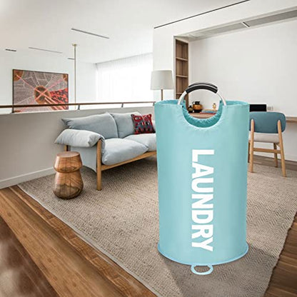 Maxsilan 125L X-Large Laundry Basket Bag, Collapsible Hamper, Light Blue - color: Light Blue, size: 125L
