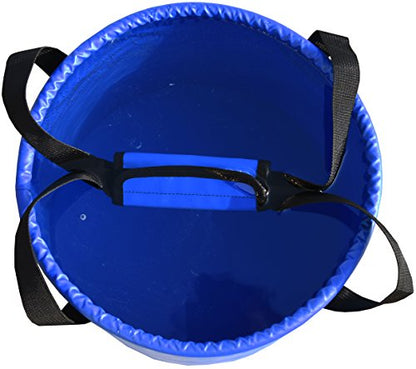 Freegrace Collapsible Water Bucket with Lid 10L Portable Camping Wash Basin - color: Navy Blue, size: 10L