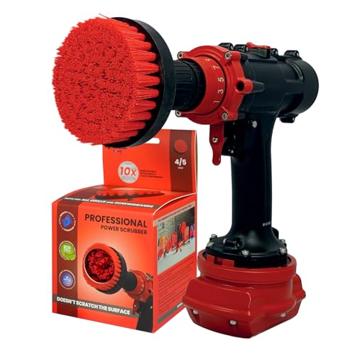 Premium Drill Brush Professional – Stiff 4 in Red | Scratch-Free Outdoor Cleaning Brush for Patio Bricks, Decking, Garden Tools, Lawn Mowers, Bicycles, Car Wheels, Pool Tiles and Boat Hulls - color: Red, size: 4in