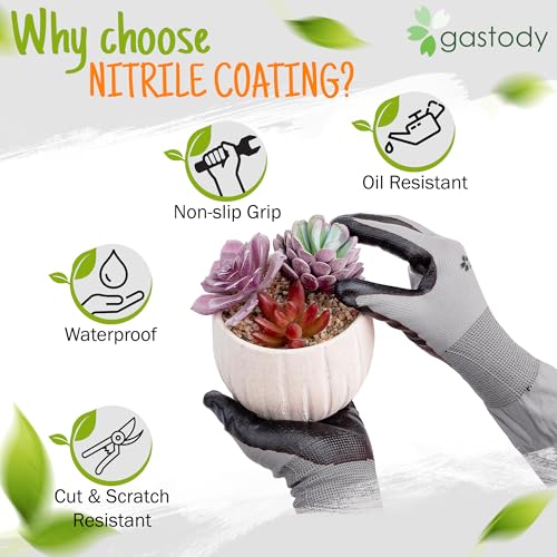 Long Sleeve Gardening Gloves for Women & Men, Long Cuff Garden Gloves - color: Black and Grey, size: Large
