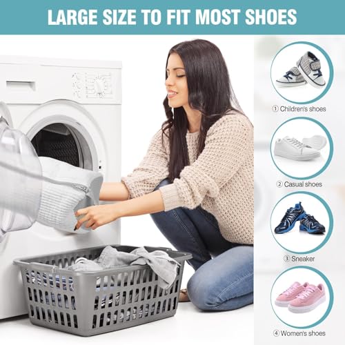 Shoe Washing Machine Bag, Shoe Laundry Bag for Washer and Dryer - color: White, size: 2 PACK