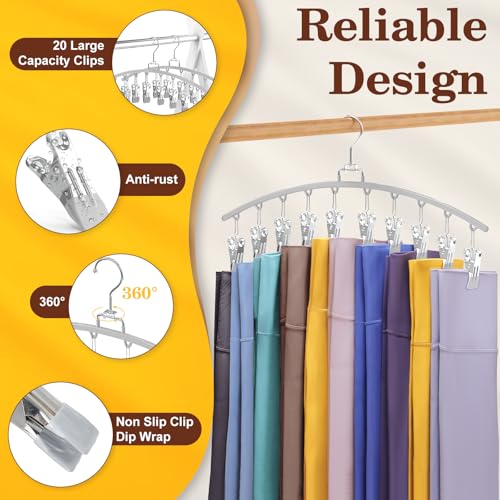 2 Pack Legging Organizer for Closet 360° Swivel, Metal Gym Clothes Organizer w/20 Clips Holds 20 Leggings, Hangers Space Saving, Closet Organizers and Storage, Room Organization Essentials, Grey - color: Gray, size: 2 Pack