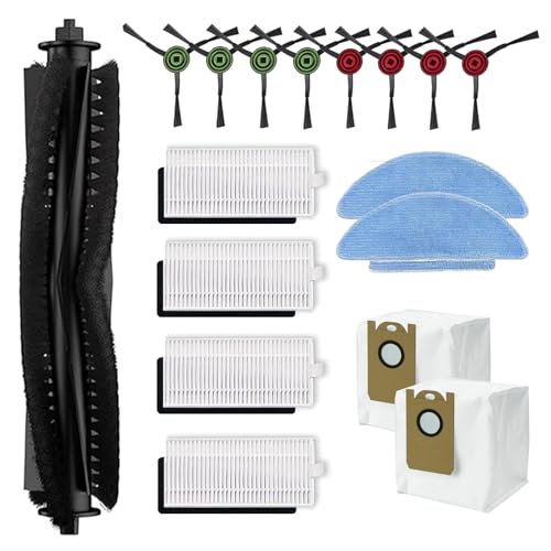 dranmoner 17 Pack Replacement Accessories Kit Compatible with Laresar L6 Nex Robot Vacuum,1vMain Brush,8 Side Brushes, 4 HEPA Filters, 2 Mop Pads, 2 Dust Bags