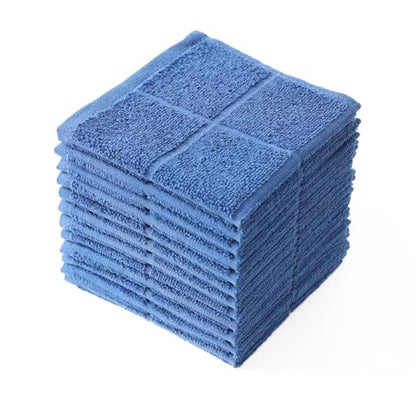 Glynniss Kitchen Dish Cloths for Washing Dishes, Blue Terry Dish Rags - color: Middle Blue, size: 11x11 inches