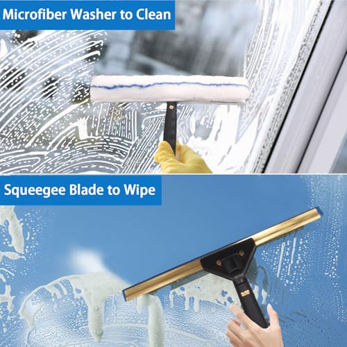 Window Cleaning Kit, Foldable Bucket, 4.5Ft Pole, Squeegee