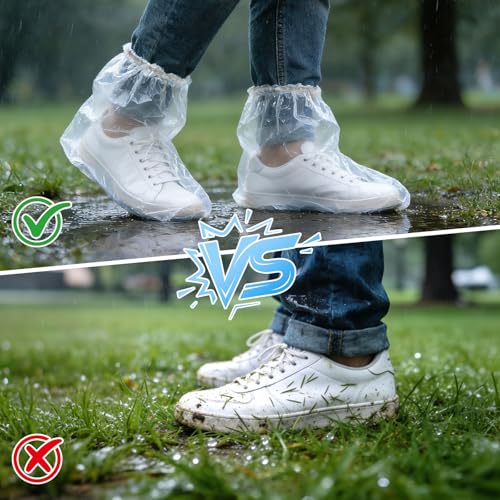 20Pcs(10 pairs) Thickened Waterproof Shoe Covers for Rain, Clear Rain Shoe Covers, One Size Fits Most - color: Clear, size: 10P M Adults