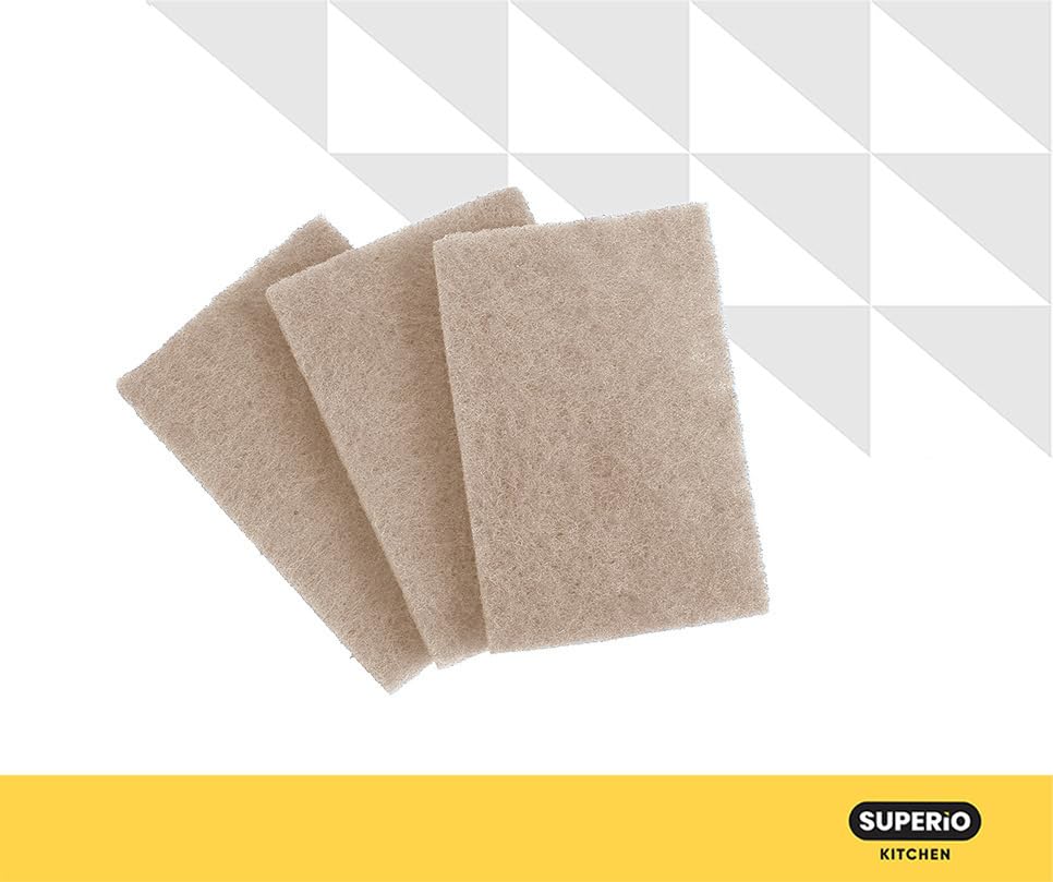 Natural Scouring Pad Non-Scratch Sisal Plant Based Scrubber Cleaning Scrub Pads, Eco-Friendly Reusable Kitchen Scrubbing Pad Pack of 21, by Superio - color: Natural, size: 21-pack