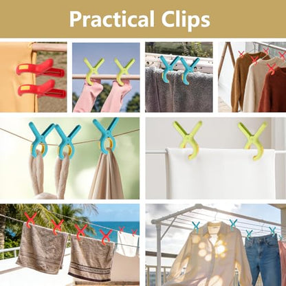 Towel Clips for Beach Chairs, 12 Pack Heavy Duty Non-Slip Plastic Clips in 4 Colors for Pool, Cruise, Yacht & Camping – Strong Grip Keeps Towels, Hats & Blankets from Blowing Away - color: Blue, Green, Red