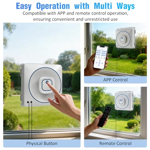 Window Cleaner Robot with 4 Cleaning Modes, 8000Pa Suction Remote Control