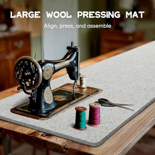HunnmingRe 22" x 60" Wool Pressing Mat, Extra Large 100% New Zealand Wool Ironing Mat for Quilting Supplies, Sewing, Embroidery, 0.5 Thick Heat-Resistant Double Non-Slip Sided Ironing Pad - size: 22" X 60"