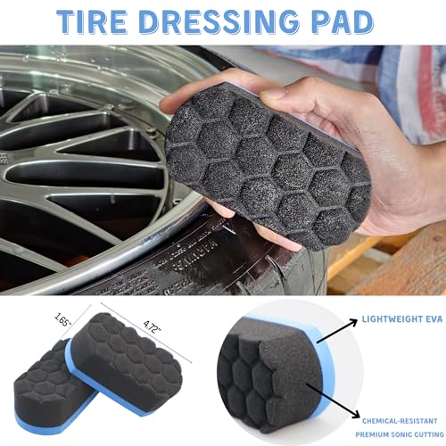 oesee Professional 4 Pack Long Handle Wheel Brush Kit for Cleaning Wheel and Tire- 2X Soft Wheel Cleaning Brush, Detailing Brush and Stiff Tire Brush, Bendable& Durable Wheel Rim Cleaner Brush Set - size: 7 Pack (Blue & Black)
