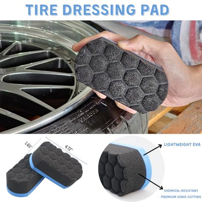 oesee Professional 4 Pack Long Handle Wheel Brush Kit for Cleaning Wheel and Tire- 2X Soft Wheel Cleaning Brush, Detailing Brush and Stiff Tire Brush, Bendable& Durable Wheel Rim Cleaner Brush Set - size: 7 Pack (Blue & Black)
