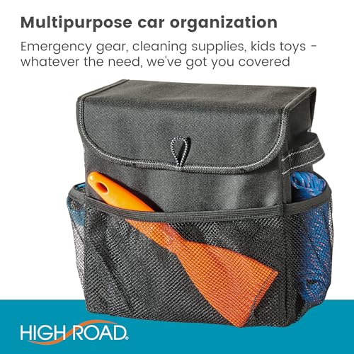 Carganizer Small Car Storage Bin with Lid for Trunk, Front Seat or Backseat - size: 9 × 9 × 6 inches