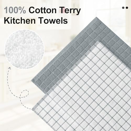 Homaxy Premium Cotton Kitchen Dish Cloths 12"x 12", 6 Pack, Grey - color: Grey, size: 12" X 12" - 6 Pack