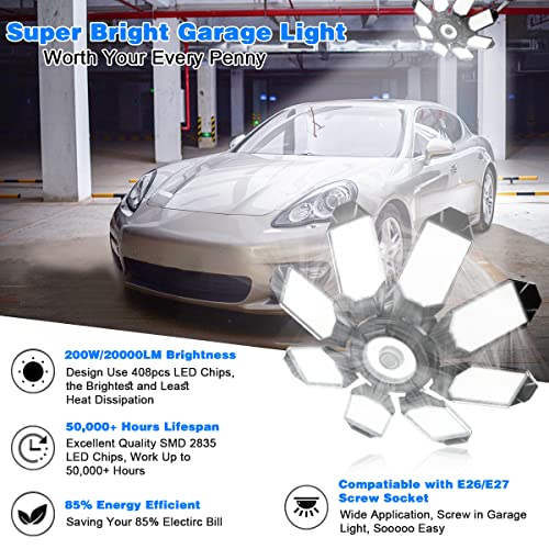 Garage Lighting - Ultra Brighter 20,000LM Garage Daylight 6500K - size: 200W - 1Pack