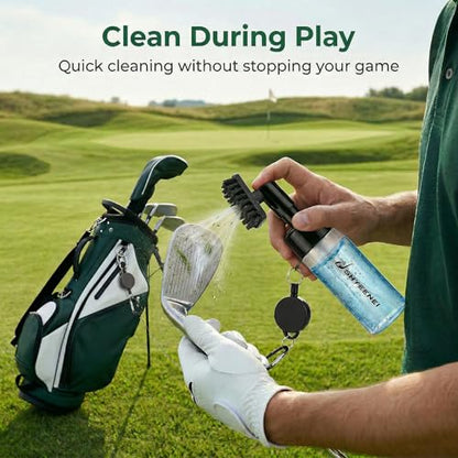 Portable Golf Club Cleaner with Water Brush & Clear Reservoir