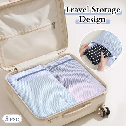 Heavy-Duty Honeycomb Mesh Laundry Bags, 5-Pack (2x 12×16", 2x 16×20", 1x 20×24") | Delicates Wash Bags for Lingerie & Baby Clothes - size: M2L2XL1