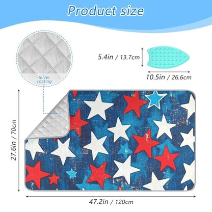 Ironing Mat Portable Ironing Pad Ironing Blanket for Table Top Heat Resistance Double-Side Using Travel Large 47.2 x 27.6 Inch Foldable Lightweight July 4th Patriotic Stars Red and Blue - color: July 4th Patriotic Stars Red and Blue